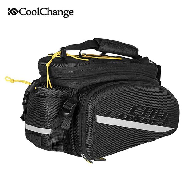 

coolchange multi-function bicycle rear seat trunk bag bike luggage package rear carrier pannier eva shell with rain cover