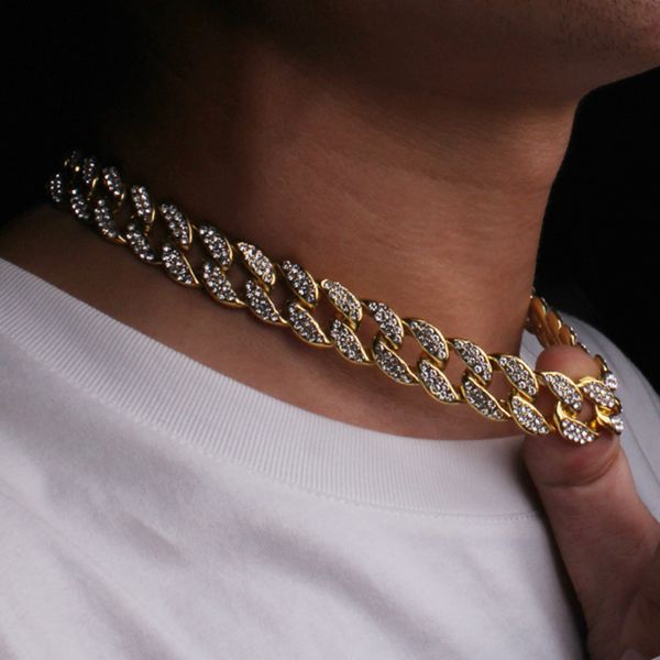 

21 hip hop bling fashion chains jewelry mens gold silver miami cuban link chain necklaces diamond iced out chian