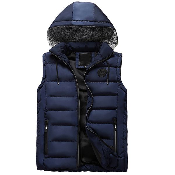 

winter vest accidental mouwlless male hooded parka jas men plus size 4xl, Black