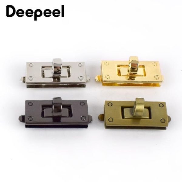 

bag parts & accessories deepeel 4/8pcs 35x15mm metal lock clasp handbag twist turn buckles diy luggage mortise closure latch for bags, Black