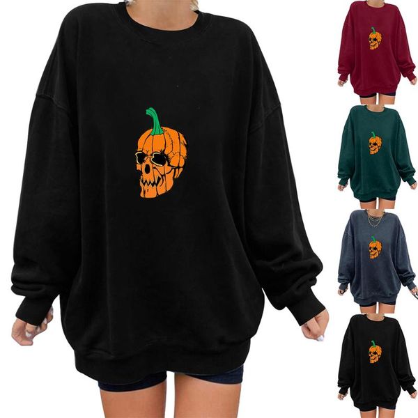 

women's hoodies & sweatshirts debracat winter halloween pepper pumpkin pullovers navy blue women autumn casual printed long sleeve warm, Black