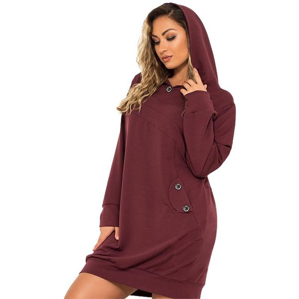 

casual dresses 2021 5xl 6xl autumn winter dress women plus size hooded sweatshirt big large sizes with pockets roupas, Black;gray
