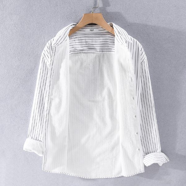 

2021 casual fashion cotton for men with white striped shirts 235h, Black