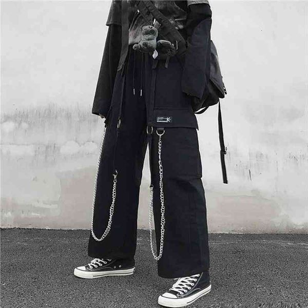 

autumn winter mens ins harajuku plus-size pants hip hop casual new-fashion style loose streetwear trousers, Black