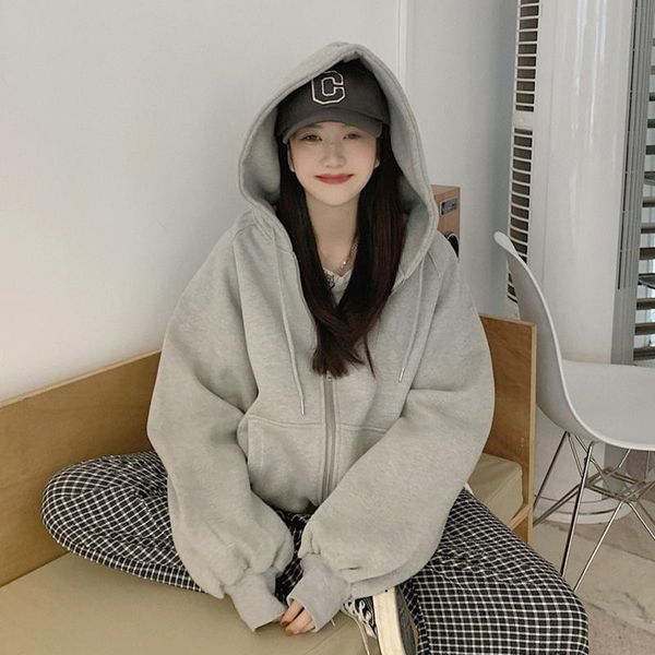 

women's jackets gray sweater jacket female spring autumn winter 2021 retro loose bf lazy wind wave, Black;brown