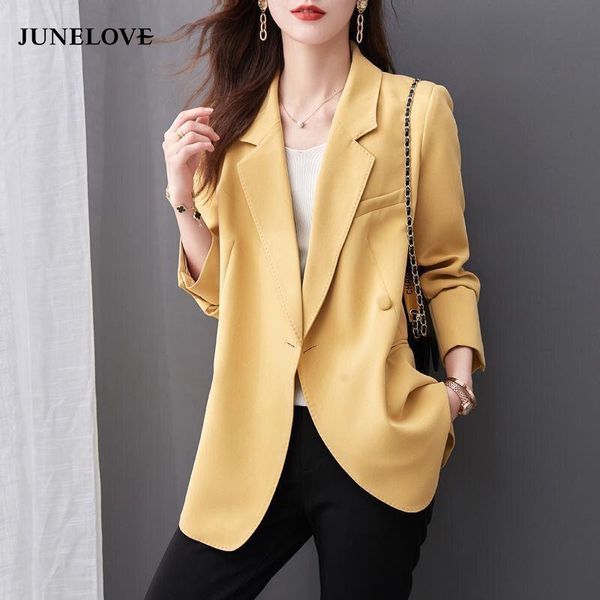 

women's suits & blazers junelove for women fashion slim loose long sleeve turn down vintage chic lady office work pocket casual, White;black