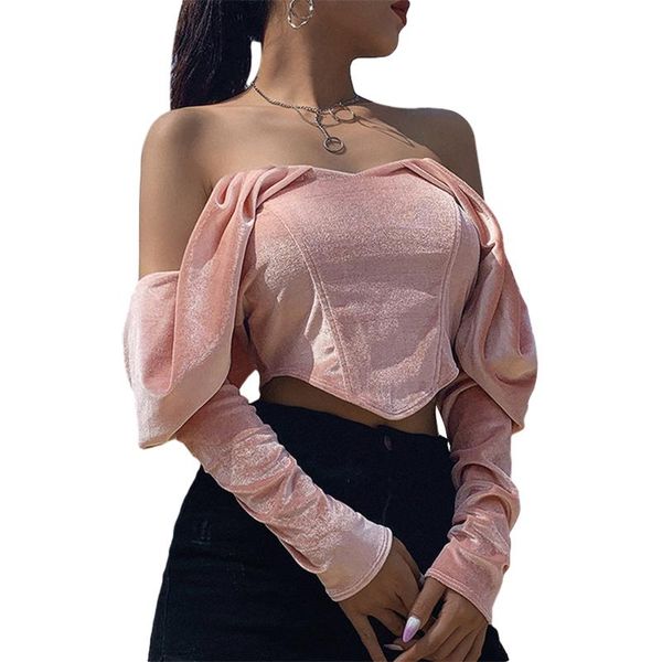 

women's t-shirt the latest arrival of women t-shirts open back strapless short solid color velvet vacation travel party, White