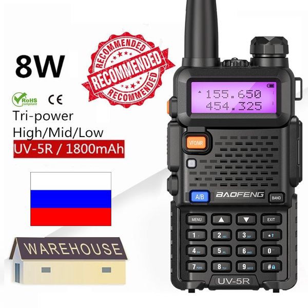 

walkie talkie real 8w baofeng uv-5r tri-power 8/4/1w dual band transceiver uv5r hunting two way radio uv-9r uv-82 uv-s9