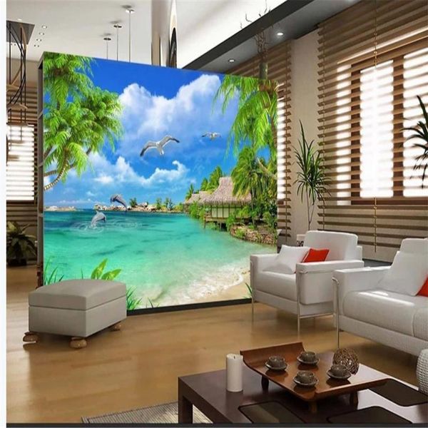 

wallpapers blue beach 3d landscape wallpaper mural wall papers for tv backdrop