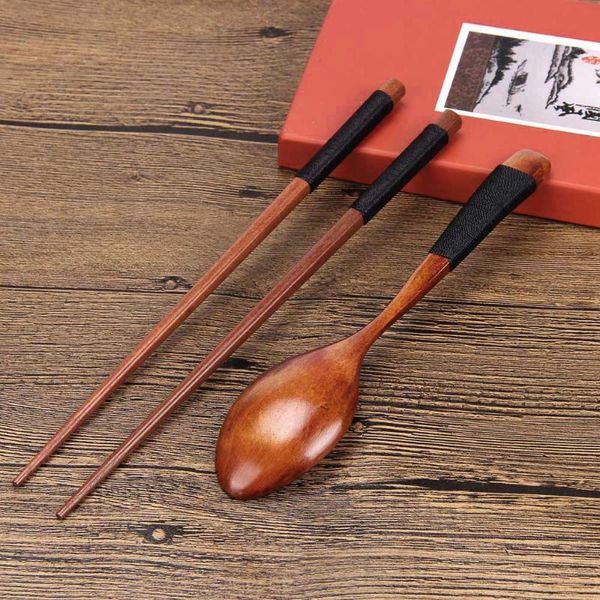 

chopsticks portable wooden spoon tableware set vintage + blue bag brand and travel