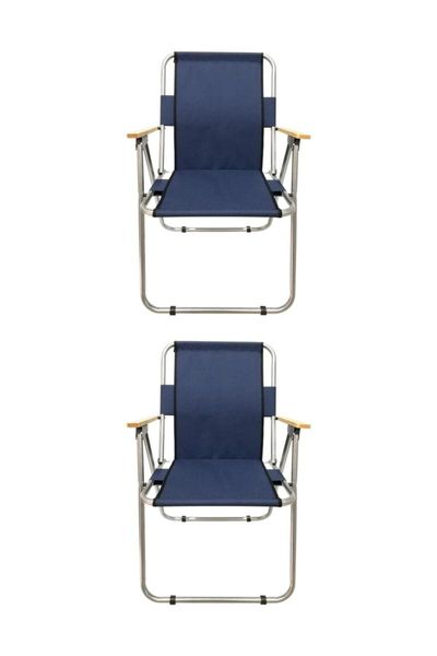 

camp furniture camping chair 2 pcs wood sleeve foldable chair-navy blue