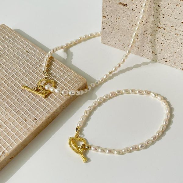 

chains monlansher gold color metal heart toggle clasp necklace natural freshwater pearl elegant vintage necklaces jewelry 2021, Silver