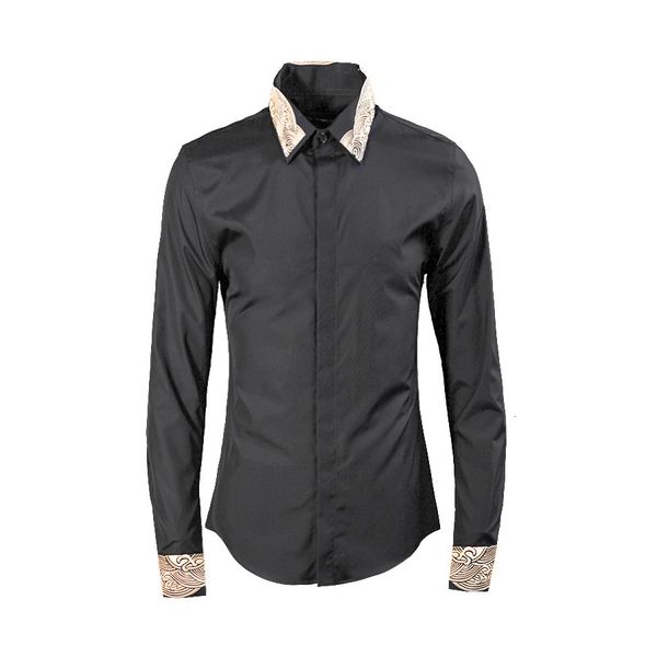 

2021 new spring long-sleeved cotton men brand embroidery black high end shirts male fashion casual shirt mens overhemd camisa 9d6m, White;black