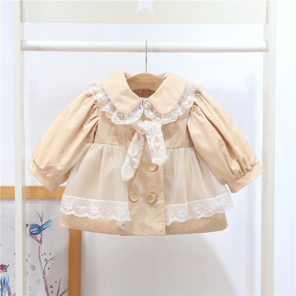 

coat kids winter plus velvet warm jackets baby girls outwear coats clothing children clothes with lace ribbon 0-3y, Blue;gray