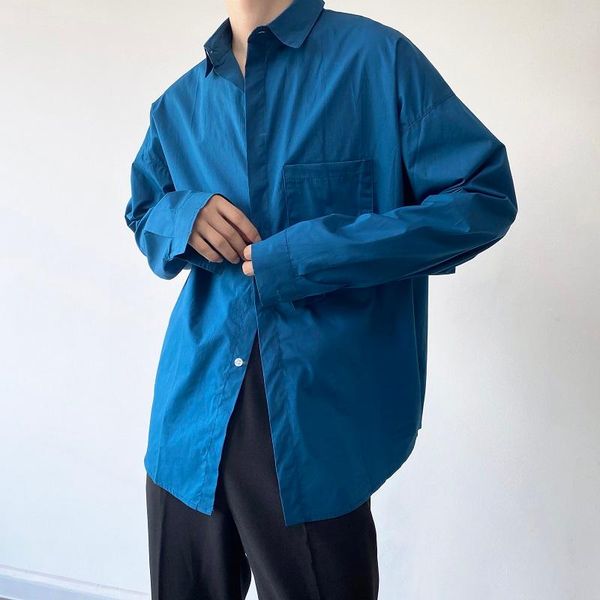 

men's casual shirts spring and autumn korean classic simple fashion trend large size long sleeve shirt, White;black