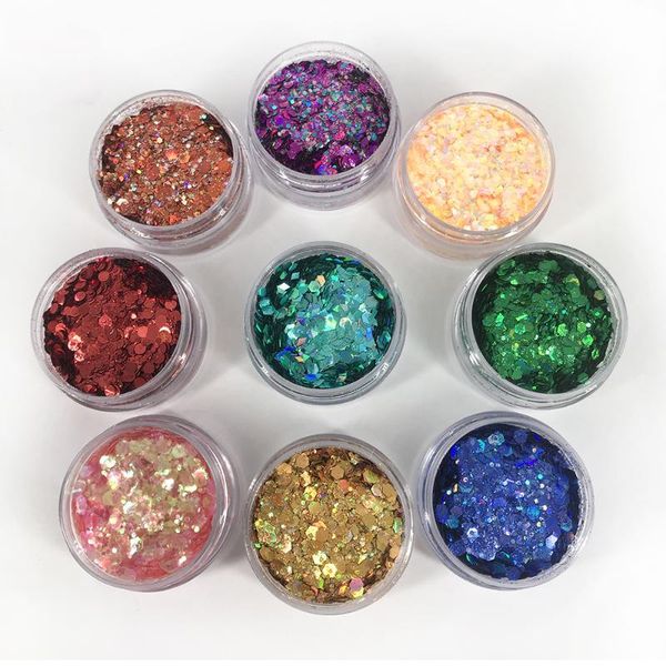 

nail glitter shinny flakes gel art mixed colors sequins for nails diy designs decorations uÃ±as, Silver;gold
