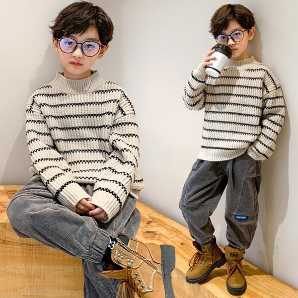 

pullover boys sweater thicken plus velvet Â 2021 charming warm winter autumn knitting fleece cotton babyÂ kids children clothi, Blue