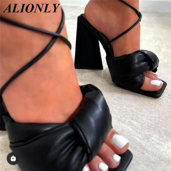 

dress shoes alionly style fish mouth thin belt thick high-heeled sandals for women 2021 summer imitation silk four-color 35-42, Black
