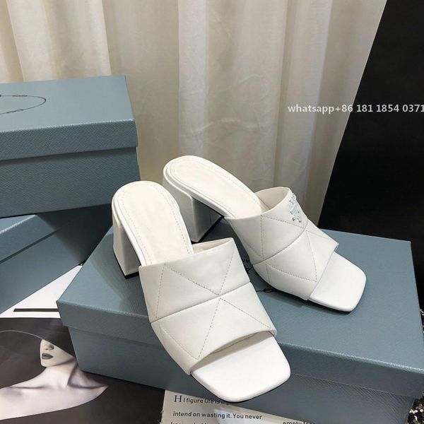 

2021s summer womens shoes high heels slippers sandals ladies casual scuffs block heel outdoor shopping with box are size35-39, Red;white