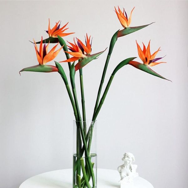 

decorative flowers & wreaths 1pcs large strelitzia artificial flower soft rubber touch realistic fake wedding decoration bloeme