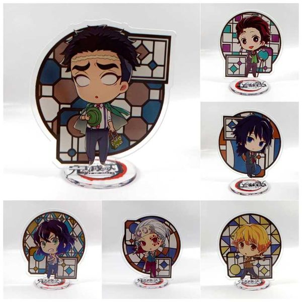 

keychains anime demon slayer character kimetsu no yaiba hashira giyuu muichirou shinob 15cm acrylic stand figure model desk decor gift, Silver