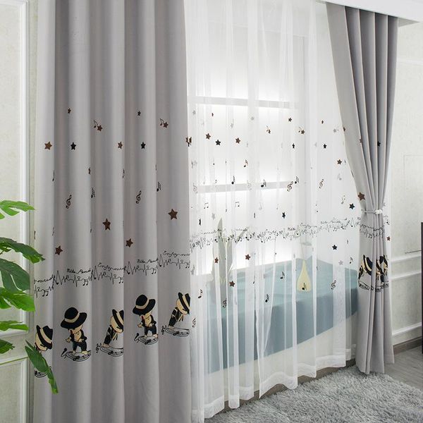 

curtain & drapes for living dining room bedroom 2021 simple and cool mike panda embroidery children's shading included window
