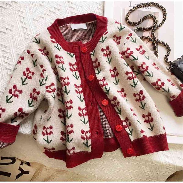 Meninas camisola jaqueta de lã outono inverno crianças roupas bebê casaco de casaco de malha Cardigan 210625