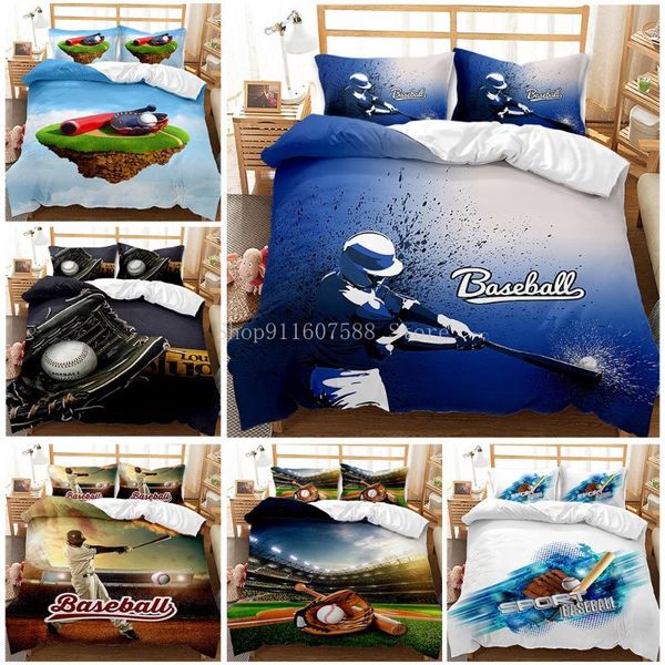 

bedding sets baseball pillowcase single double  king size quilt cover boys sport duvet bedclothes no sheet 2/3 piece