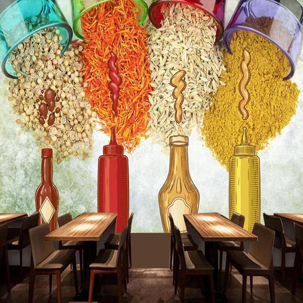 

wallpapers custom large 3d wallpaper mural nostalgic seasoning sauce spice kitchen restaurant background wall decoration painting