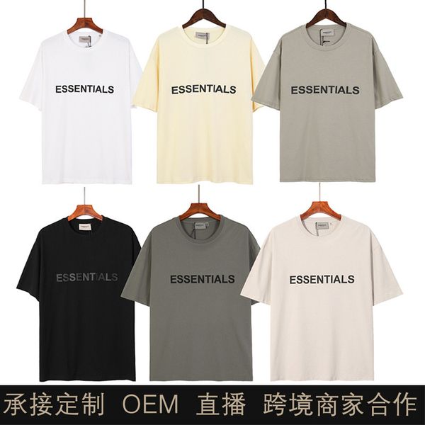 

feel of god fog essentials double line fashion high street loose letter short sleeve t-shirt for men, White;black