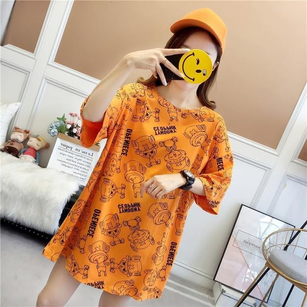 

anime one piece tshirt women girls harajuku orange kpop sweatshirt tony tony chopper full printed oversized t shirt summer, White