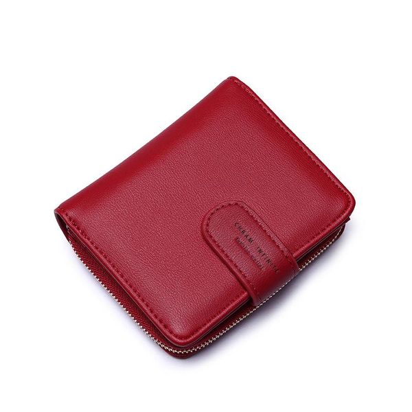 

wallets 2021 japan and south korea short wallet female buckle ladies student zipper coin purse, Red;black