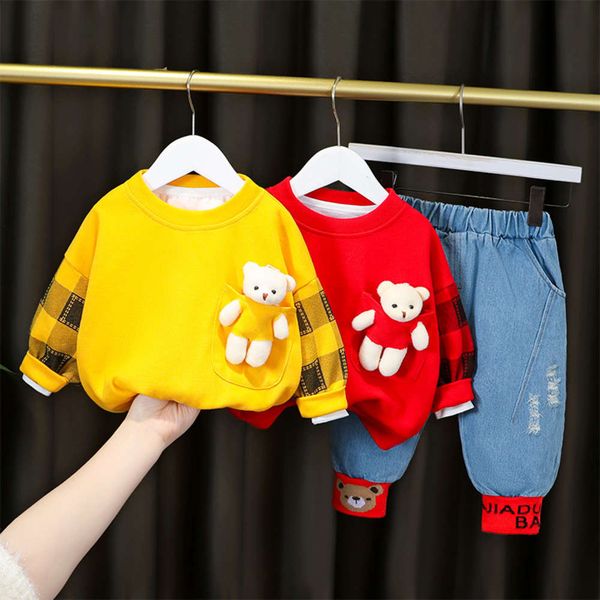 

autumn and boys' 3 2 children's spring clothes one year old baby red suit, White