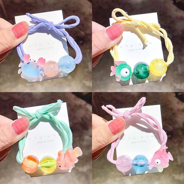 

new cute small fish high elastic hair bands headband girls children scrunchie ponytail rubber bands fashion hair accessories, Slivery;white