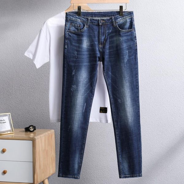 

men's jeans katoen lente herfst wassen vintage slim fashion denim broek big mate 30-40 42 44 46 48, Blue