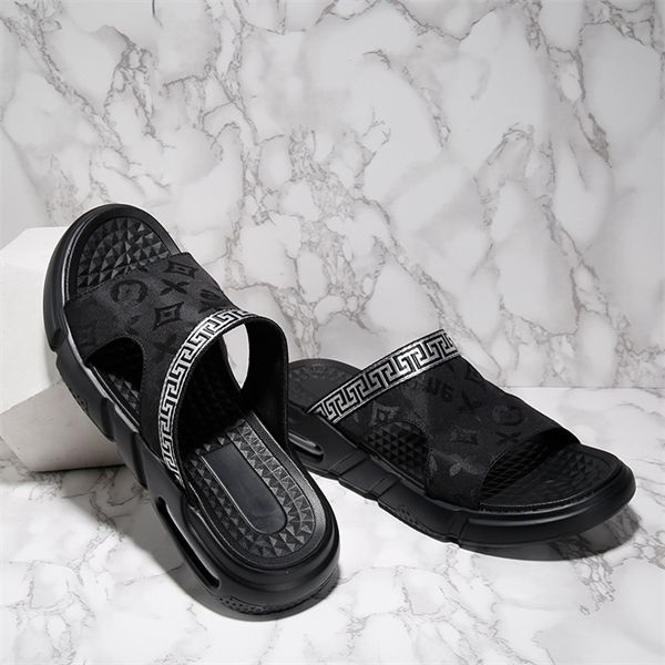 

official website 70% off outlet shoes men's summer slippers fashion casual cool youth versatile flip flop anti slip wear resistant fact, Black