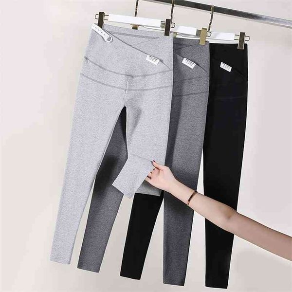 

8832# 95% cotton across v low waist belly maternity skinny legging adjustable pants clothes for pregnant women spring pregnancy 210918, White