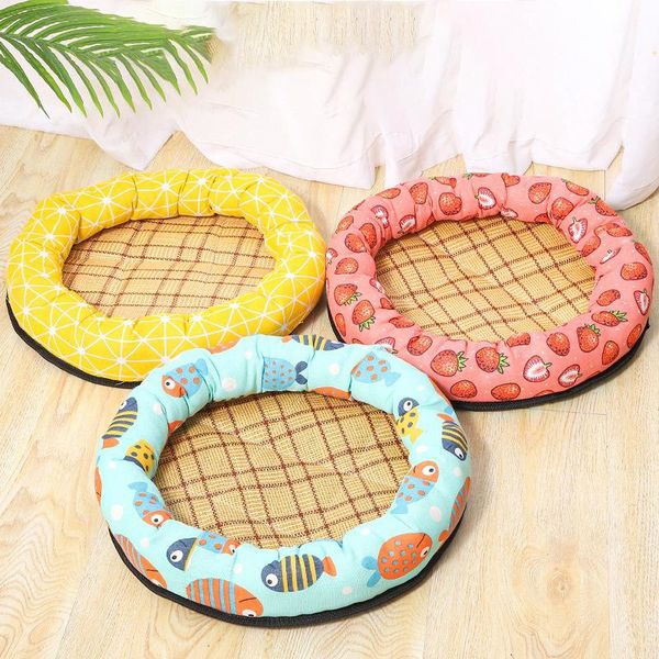 

kennels & pens pet dog summer mat cotton ken lamb wool simple style kennel net red canvas round nest