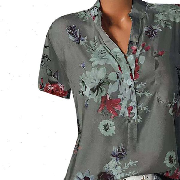 

blouse women plus size printing pocket short sleeve blouse boho women tunic easy shirt casual womens and blouses, White