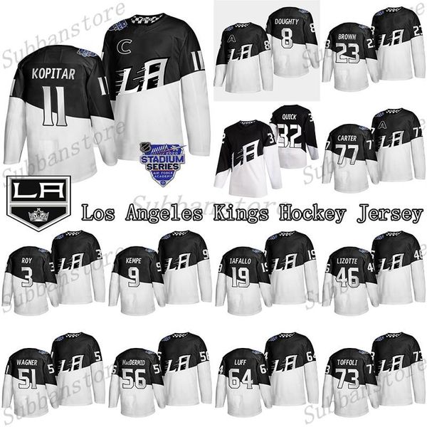 

2020 stadium series los angeles kings authentic white black jersey 99 gretzky (c) 11 anze kopitar (c) any name any number hockey jerseys, Black;red