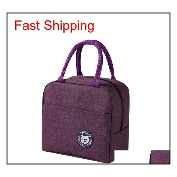 

7 colors lunch bag tote portable thermal bags waterproof lunch box zipper storage bags bento bag outdoor trave jllnfr dh_niceshop
