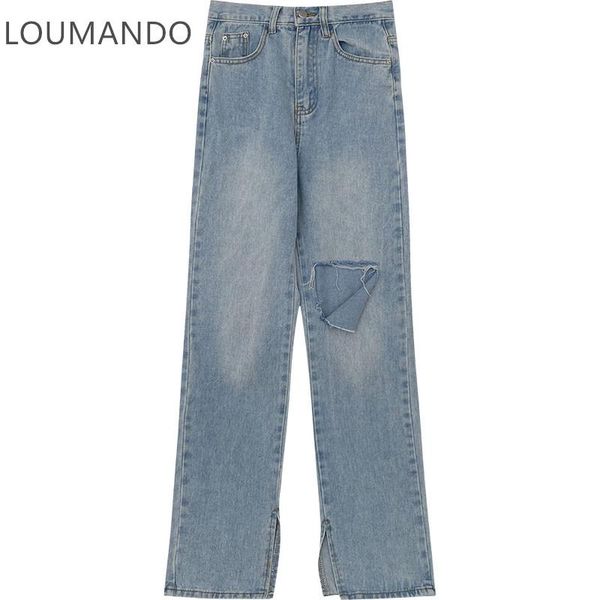 

men's jeans ripped children's summer loose and thin 2021 korean style niche design personality fashion long wide-leg pants trend, Blue