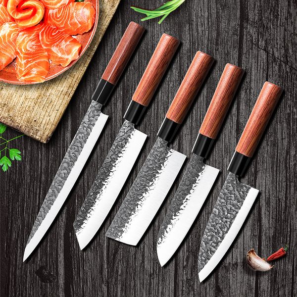

4pcs forged stainess stee japanese samon sicing knife sashimi cooking sushi knife and sashimi specia knife set
