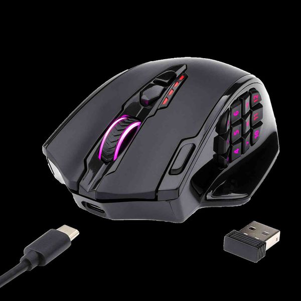 Mouse da gioco wireless Redragon M913 Impact Elite con 16 pulsanti programmabili, 16000 DPI, batteria da 80 ore e sensore ottico professionale