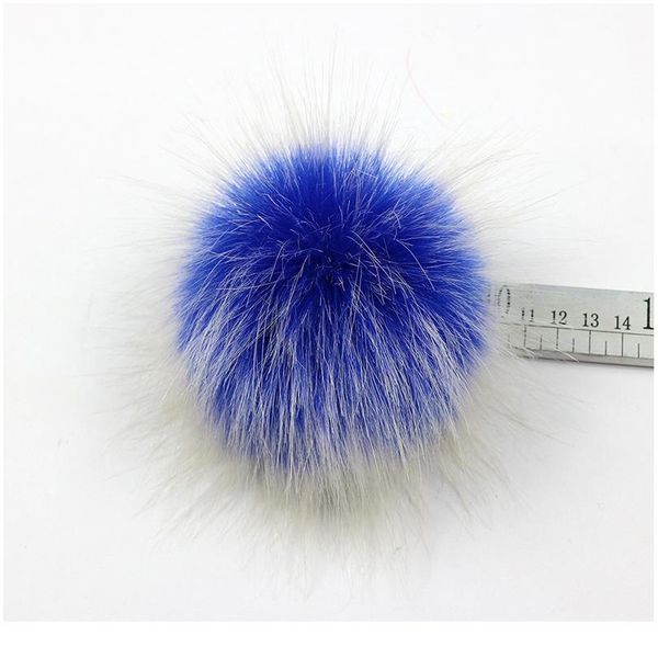 

factory customization diy 10cm faux fox fur pom poms frost white hair tip pompon with buckle knitted hat accessorie jllyyo