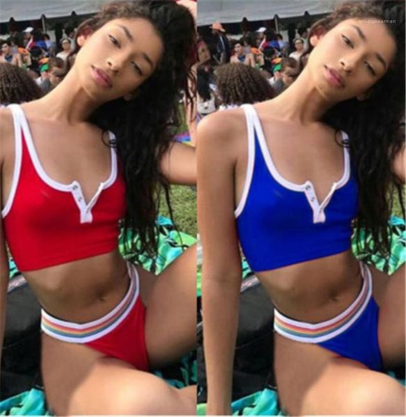 

female beach triangle bikini womens solid colors hidden buttons swimwear fashion gather chest bras briefs split bikini swimsuit summer, White;black