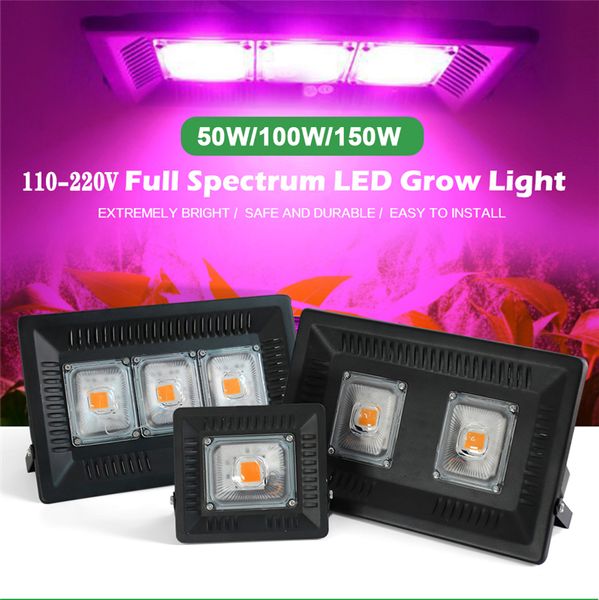 Lampada a spettro completo LED Luce crescente 50W 100W 150W AC 110V 220V Alta potenza IP65 per esterni Serra impermeabile Idroponica Piante da semina Fiore Grow Tent Lamps