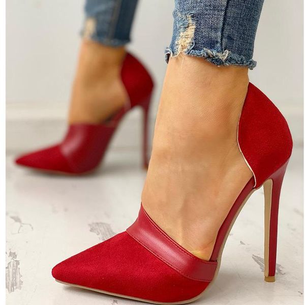 

women d'orsay pumps 2021 spring shoes thin high heel pointed toe red pumps female fashion flock shallow mouth shoes, Black