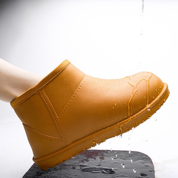 

arrivals winter men's waterproof shoes slip on antiskid ankle rain fashion lightweight snow boots for men size 39-44, Black