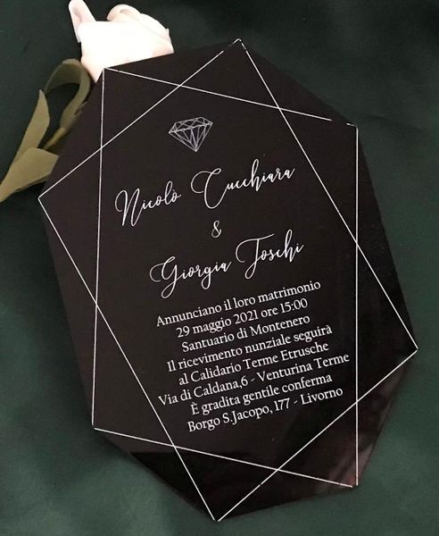 

greeting cards black acrylic wedding invitations,rhombus custom 10pcs anniversary invitations,birthday invitation,back to school invite